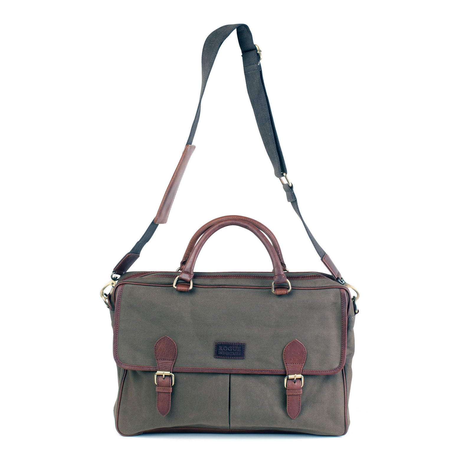 Heritage Waxed Canvas Laptop Bag Embroidered With a 'Nordic Tales' design - available cheapest in Black or Olive Green