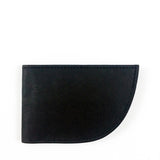 A Factory Second Made in Maine Front Pocket Wallet - BLACK by Rogue Industries, designed with a curved bottom right corner and RFID-blocking technology, displayed against a white background.