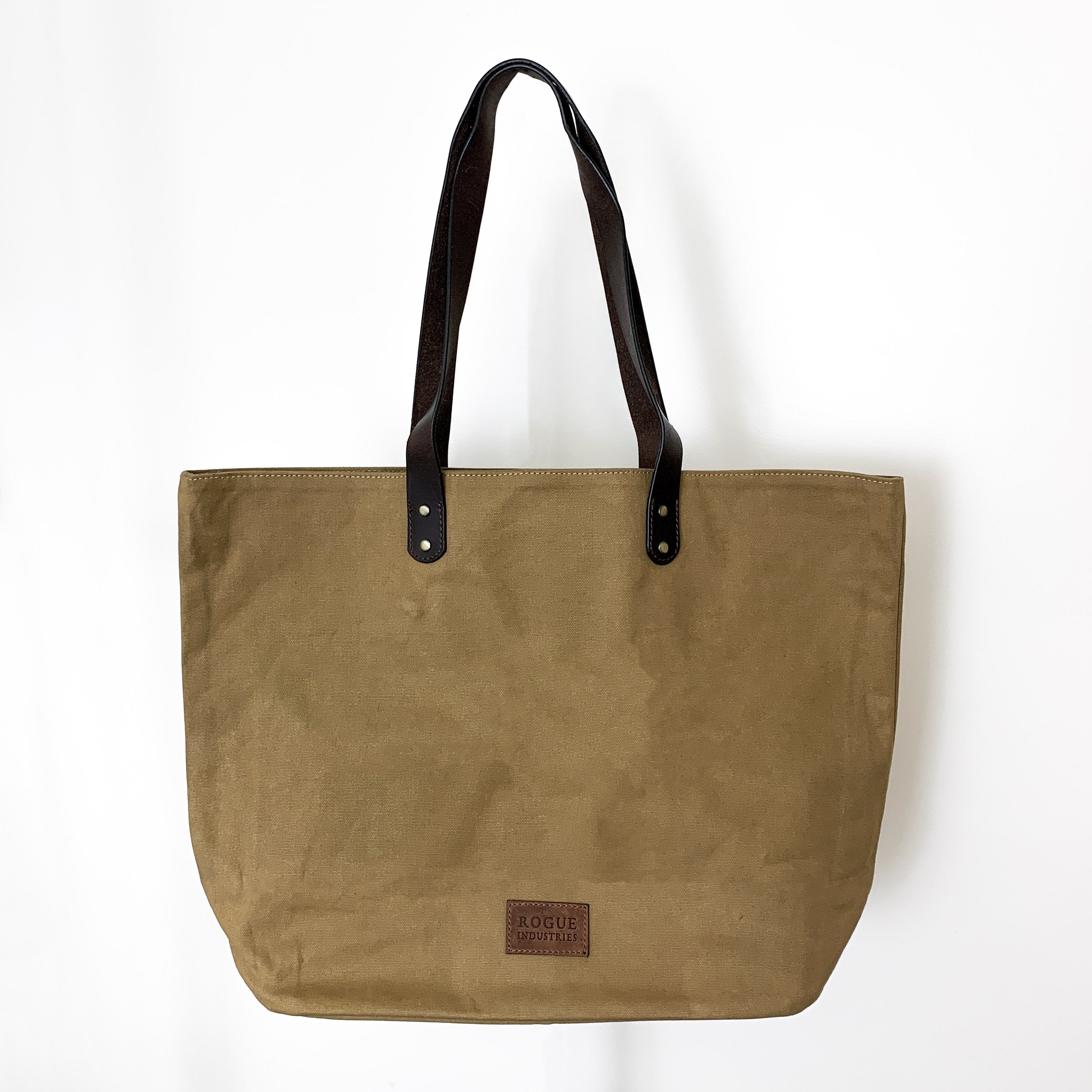 Waxed Canvas Tote Bag - Water-Resistant and Functional | Mayko Bags OffwhiteCanvas / Bag+ Pockets+ Pins